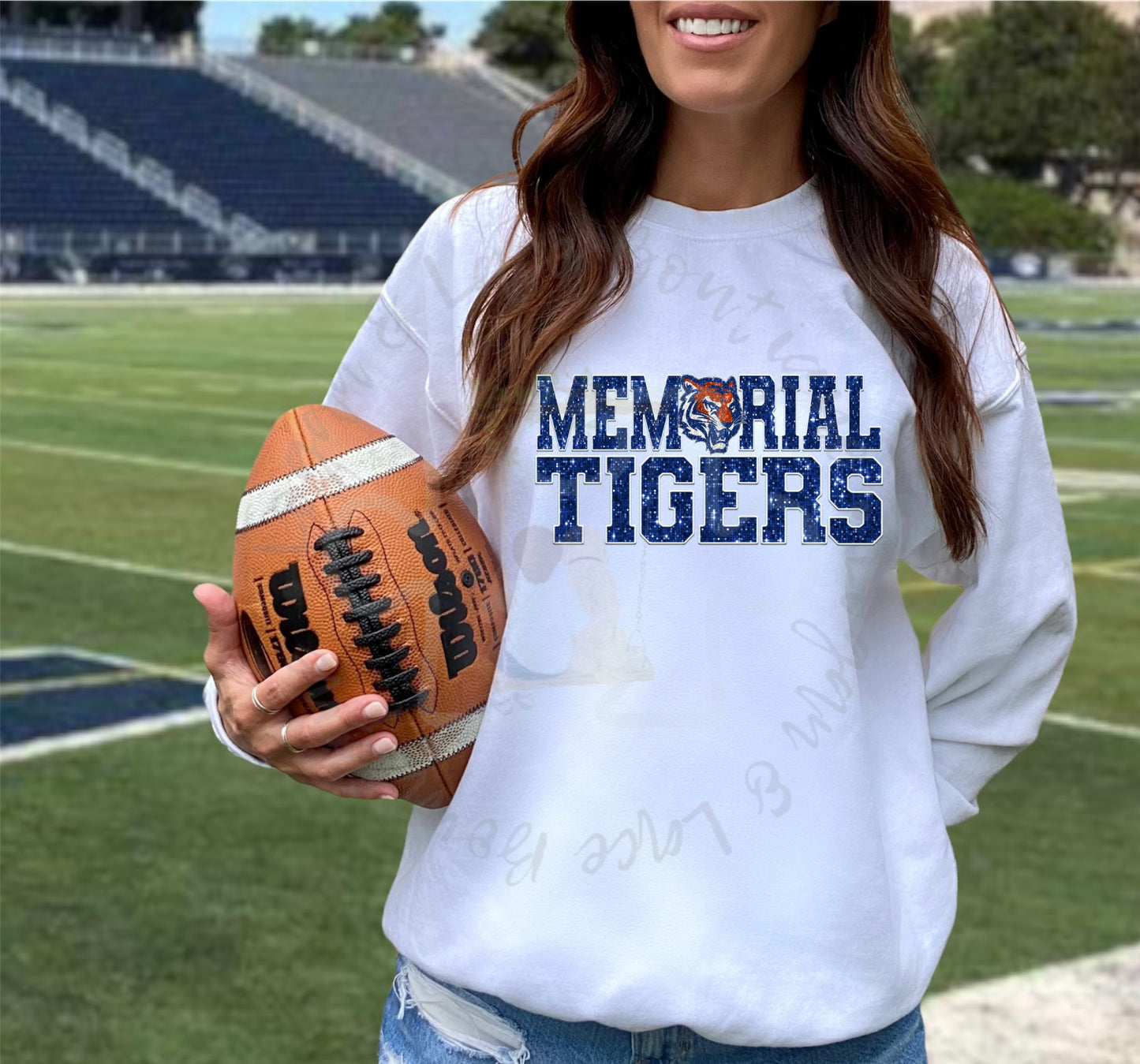 Memorial Tigers Faux Embroidery Tee or Crewneck