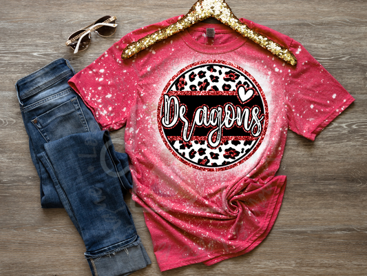 Dragons Glitter Leopard Circle Tee