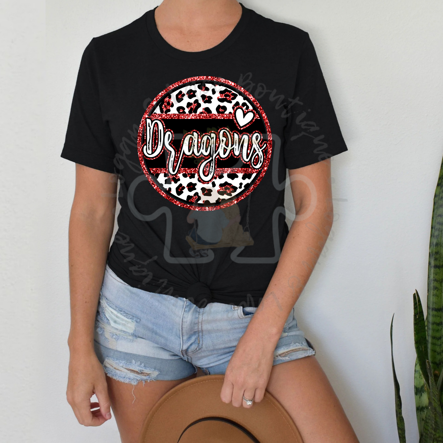 Dragons Glitter Leopard Circle Tee