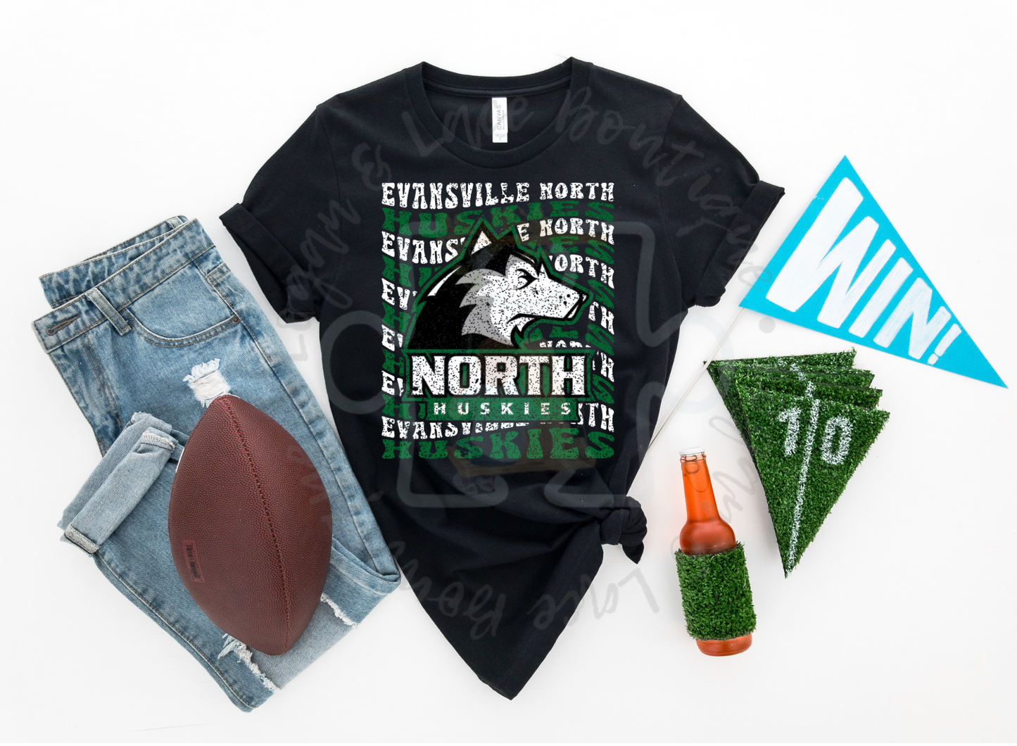 L&LB EXCLUSIVE Evansville North Huskies Wavy Tee or Crewneck