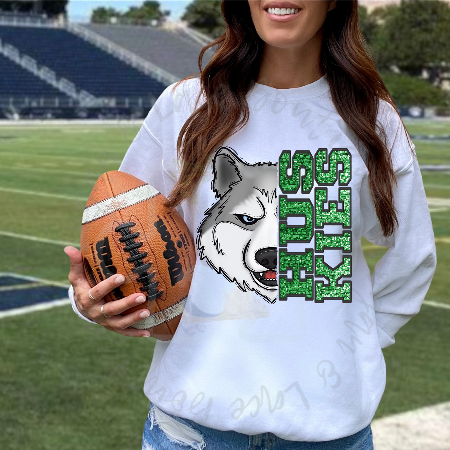 Huskies Faux Embroidery Tee or Crewneck