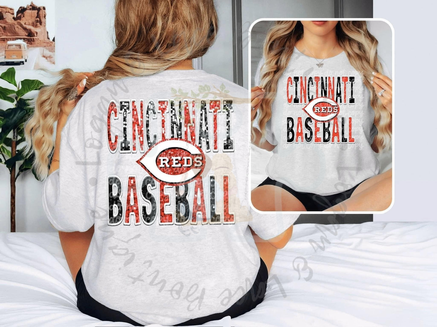 Baseball Team Faux Sequin Tees or Crewnecks