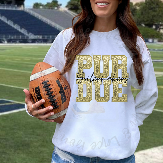 Boilermaker Faux Embroidery Tee or Crewneck