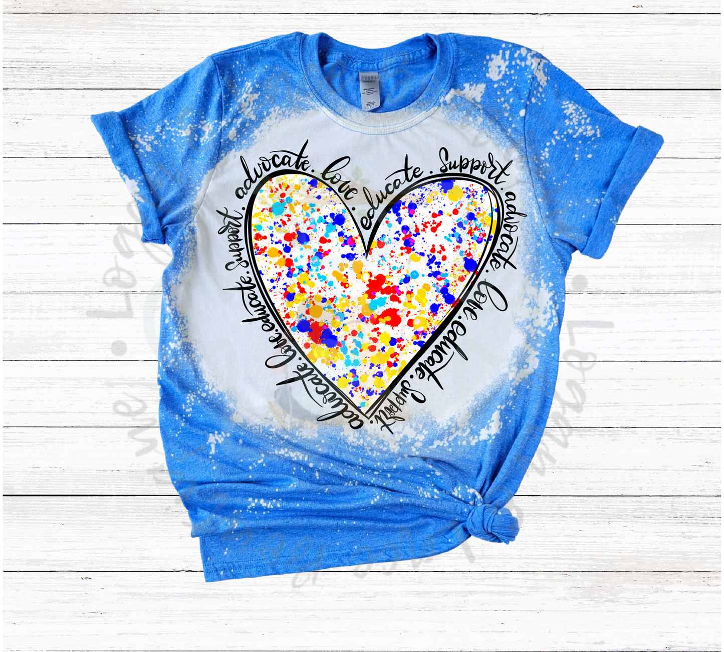 Autism Awareness Heart Bleached Tee