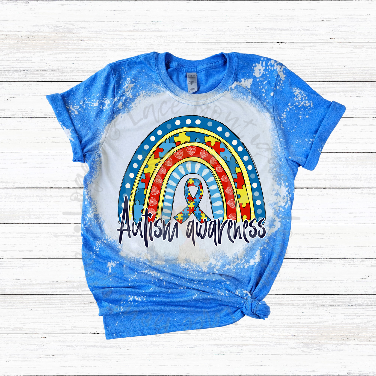 Autism Awareness Rainbow Bleached Tee